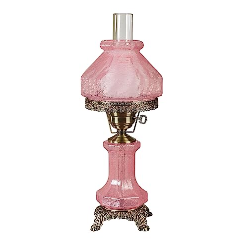 Hand-Blown Crackled Glass Table Lamp Pink S126