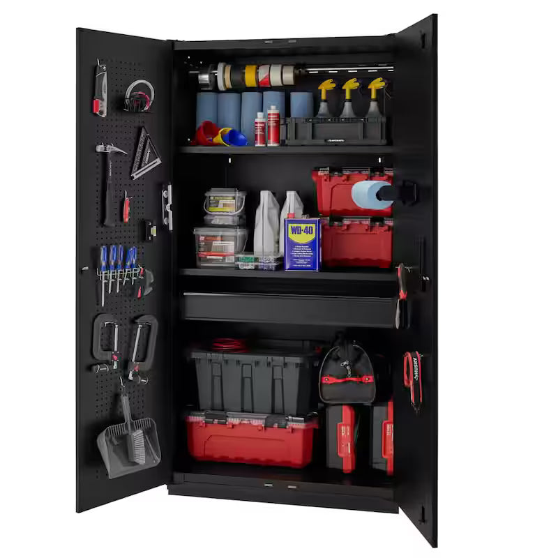 7-Piece Heavy Duty Welded Steel Garage Storage System in Black E975