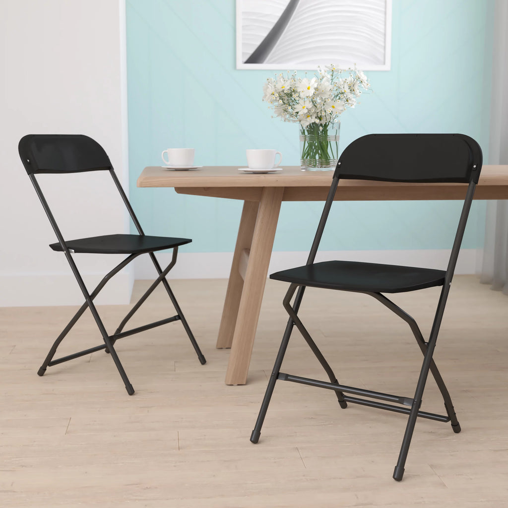 Black Plastic Folding Chair 2 Pack W9575