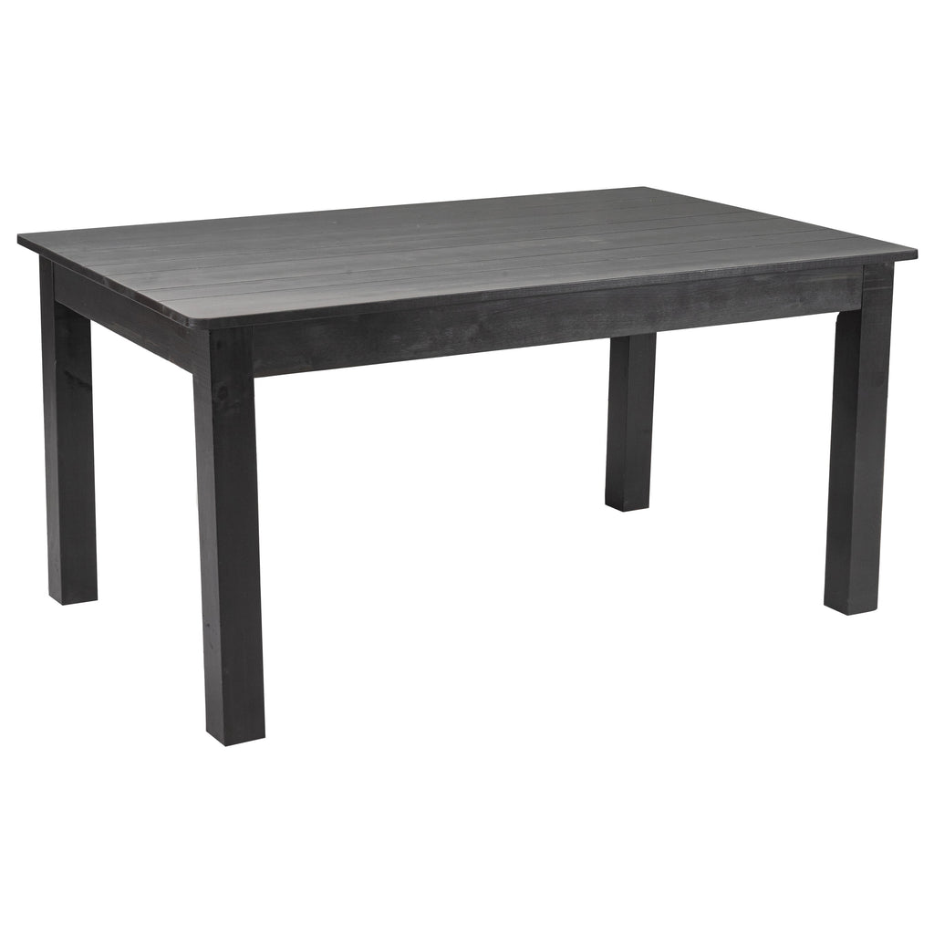 60" x 38" Rectangular Black Wash Solid Pine Dining Table K48793