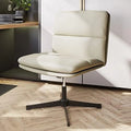Ivory PU Leather Armless Office Chair with Height Adjustment S99235