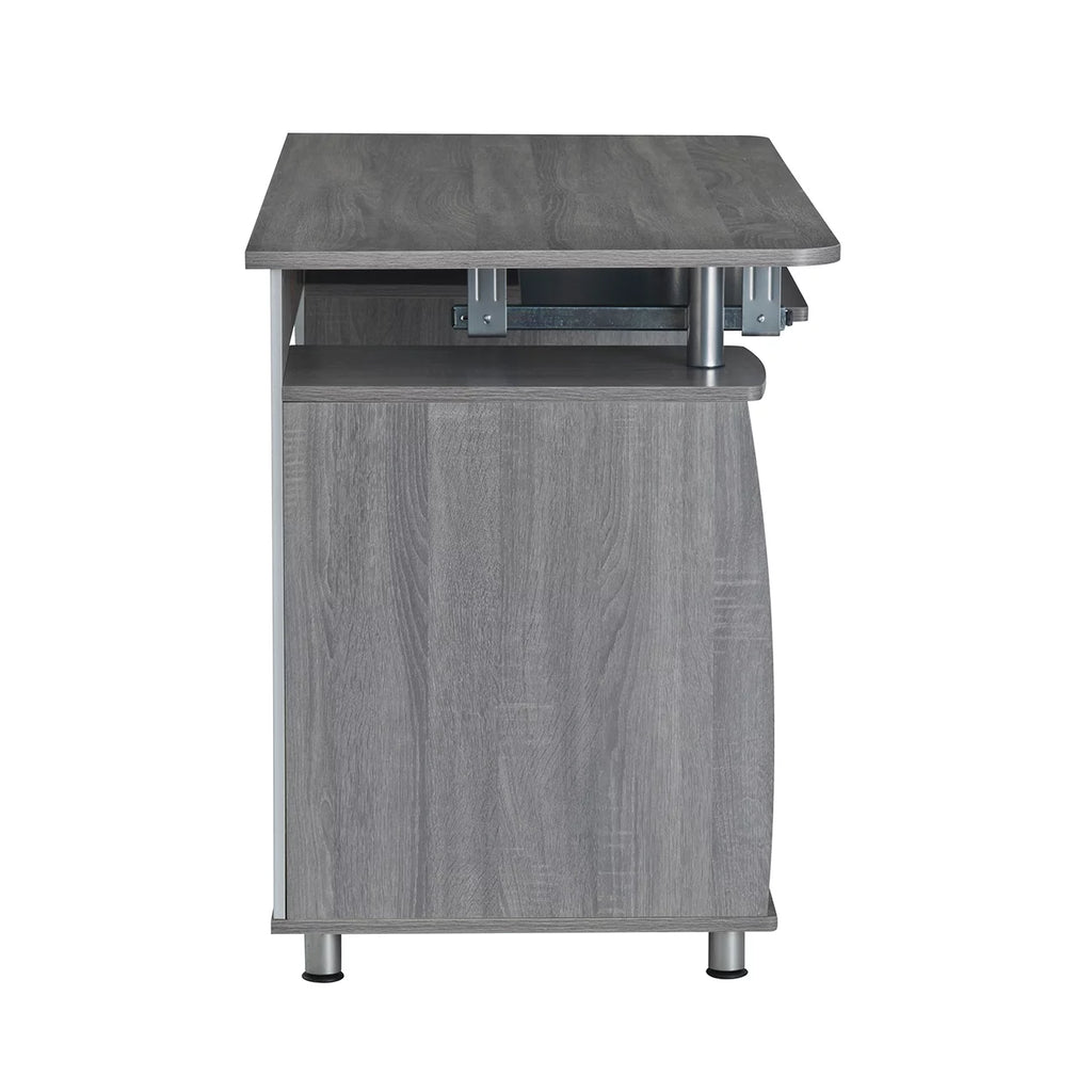 Gray Computer Workstation with Cabinet and Drawers Z47526