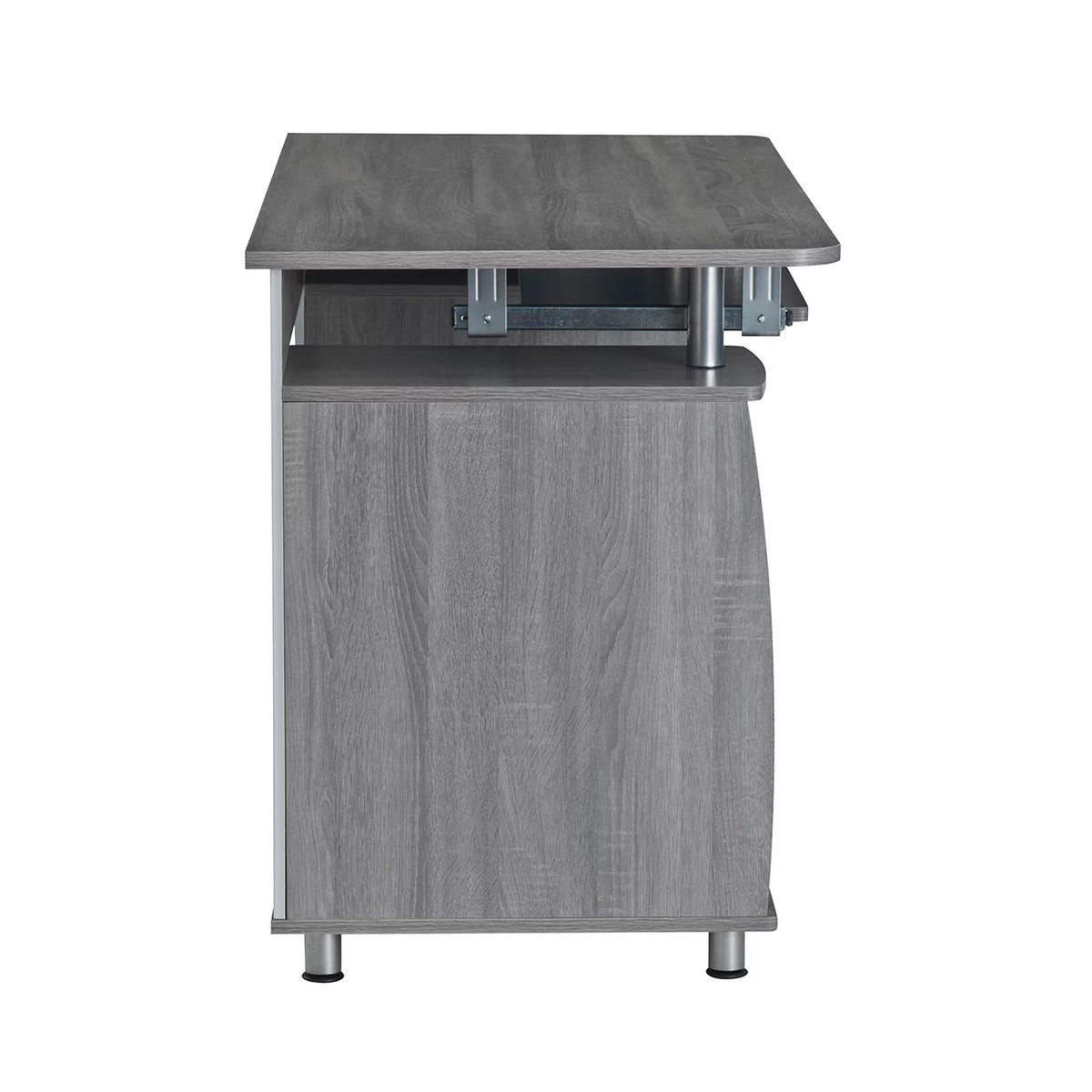 Gray Computer Workstation with Cabinet and Drawers Z47526