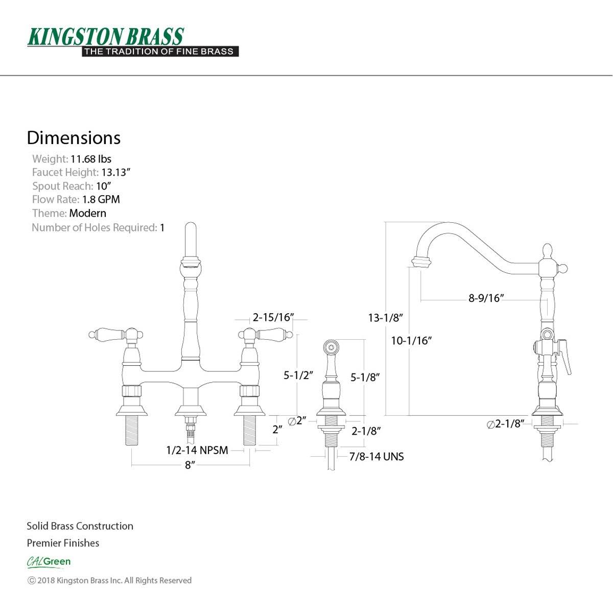 Polished Nickel Kitchen Faucet with Brass Sprayer S568406