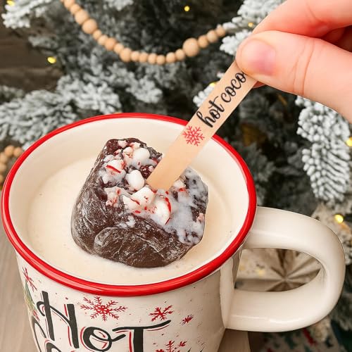 100 Set Christmas Disposable Wooden Spoons 5.5 Inches Q47003