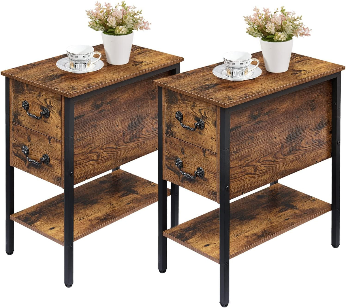 Brown 2 Drawer Nightstand with Shelf G2095