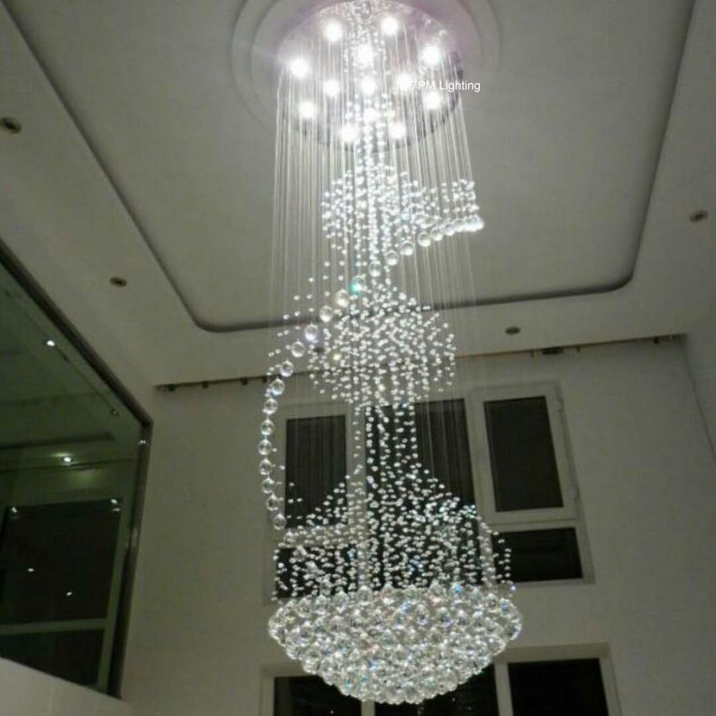 Modern Contemporary Spiral Round Rain Drop K9 Crystal Chandelier Light Fixture P9001