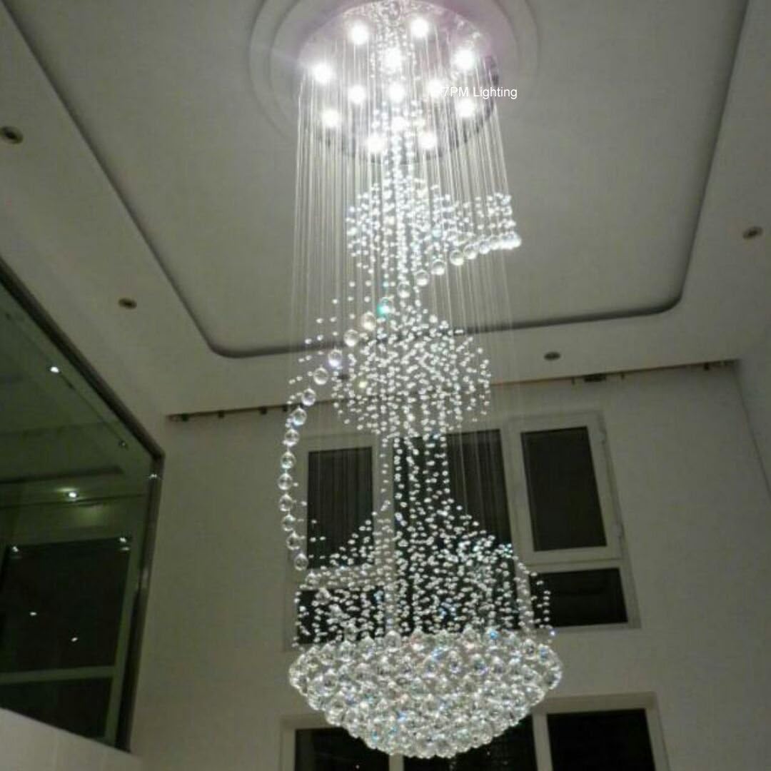 Modern Contemporary Spiral Round Rain Drop K9 Crystal Chandelier Light Fixture P9001