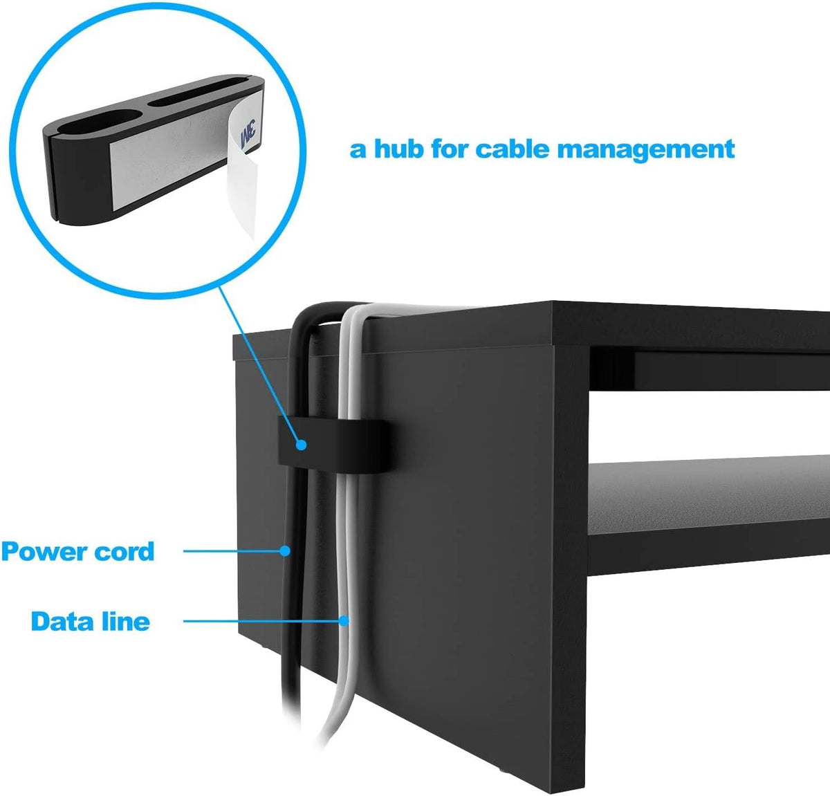 2 Tiers Wood Monitor Stand Riser with Storage Organizer Q636