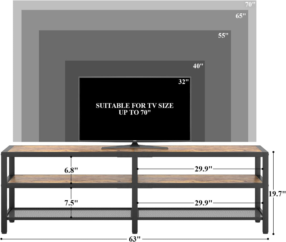 Rustic Brown and Gray Oak TV Stand D14574