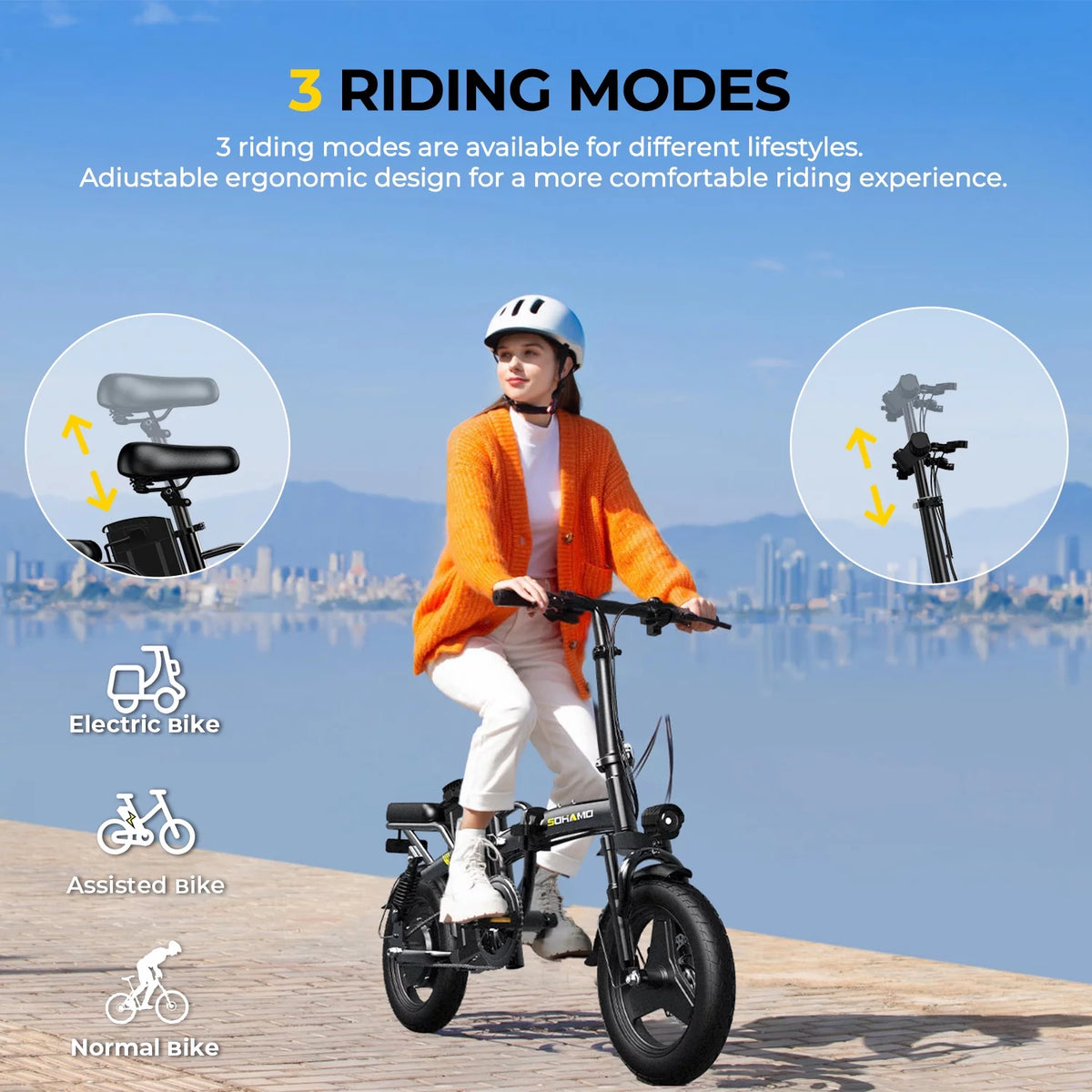 Electric Bike with 400W Motor 48V 13Ah Removable Battery Folding U964063