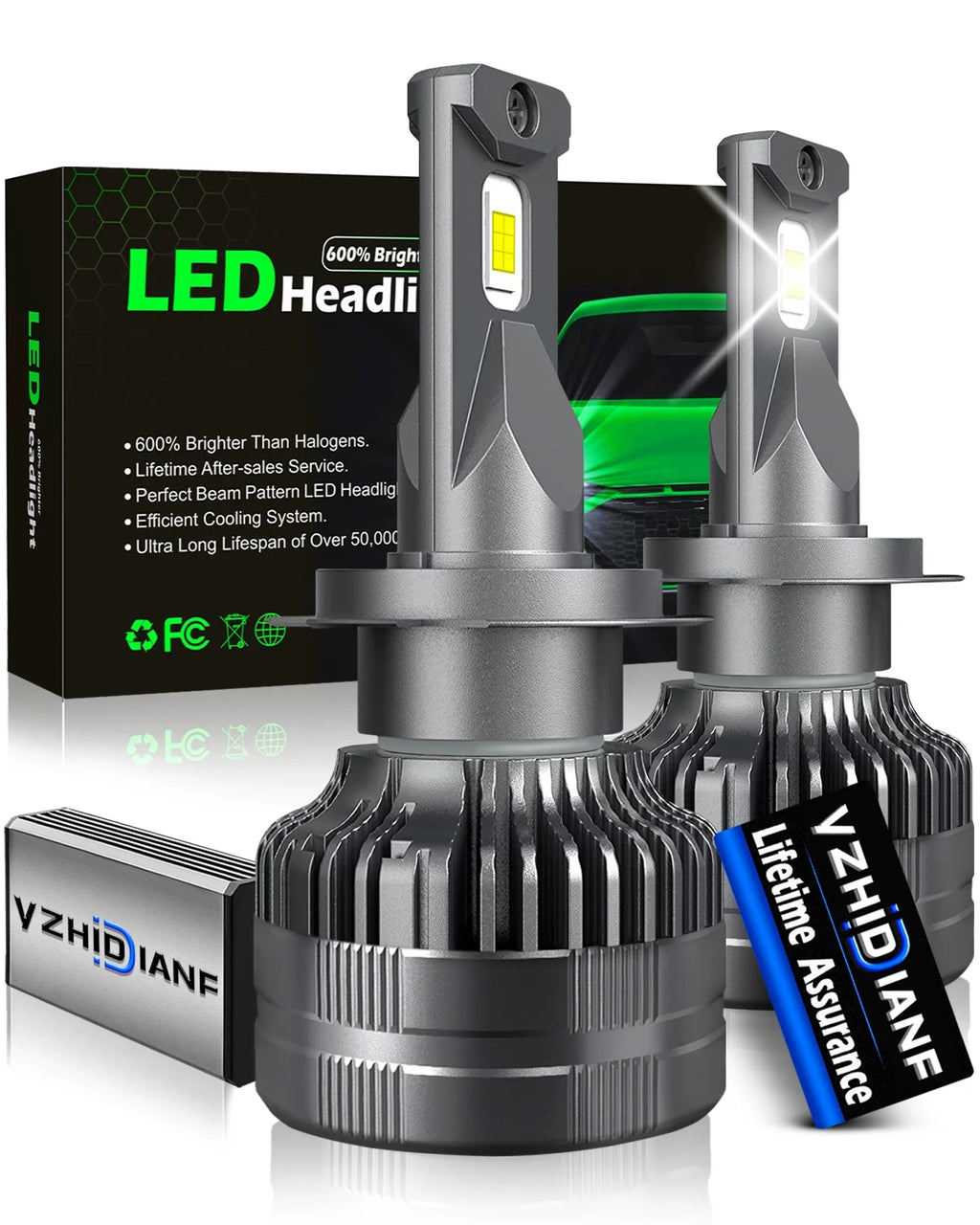 2023 Upgraded H7 LED Headlight Bulbs 120W 22000 Lumens 6500K Cool White IP68 Waterproof 2 PACK Z72011