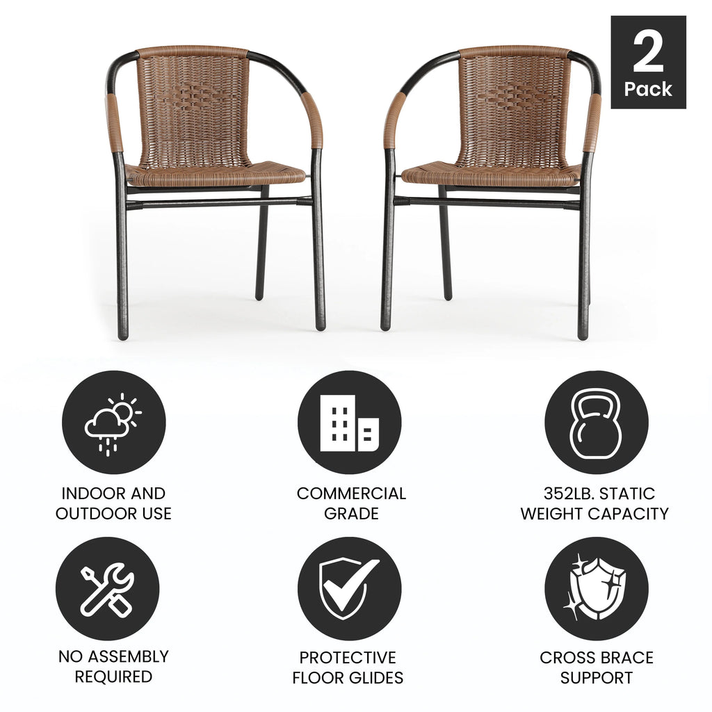 2 Pack Black Rattan Stack Chair G188450