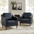 Navy Faux Leather Upholstered Accent Chair Set of 2 G775607