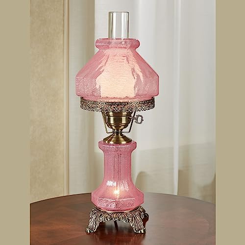 Hand-Blown Crackled Glass Table Lamp Pink S126
