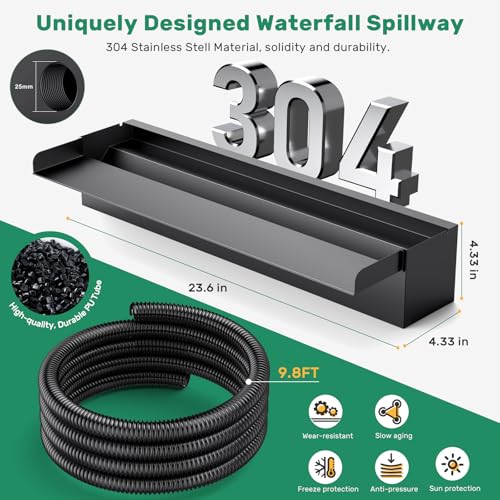 304 Stainless Steel Pond Waterfall with 40W 660GPH Pump A8393