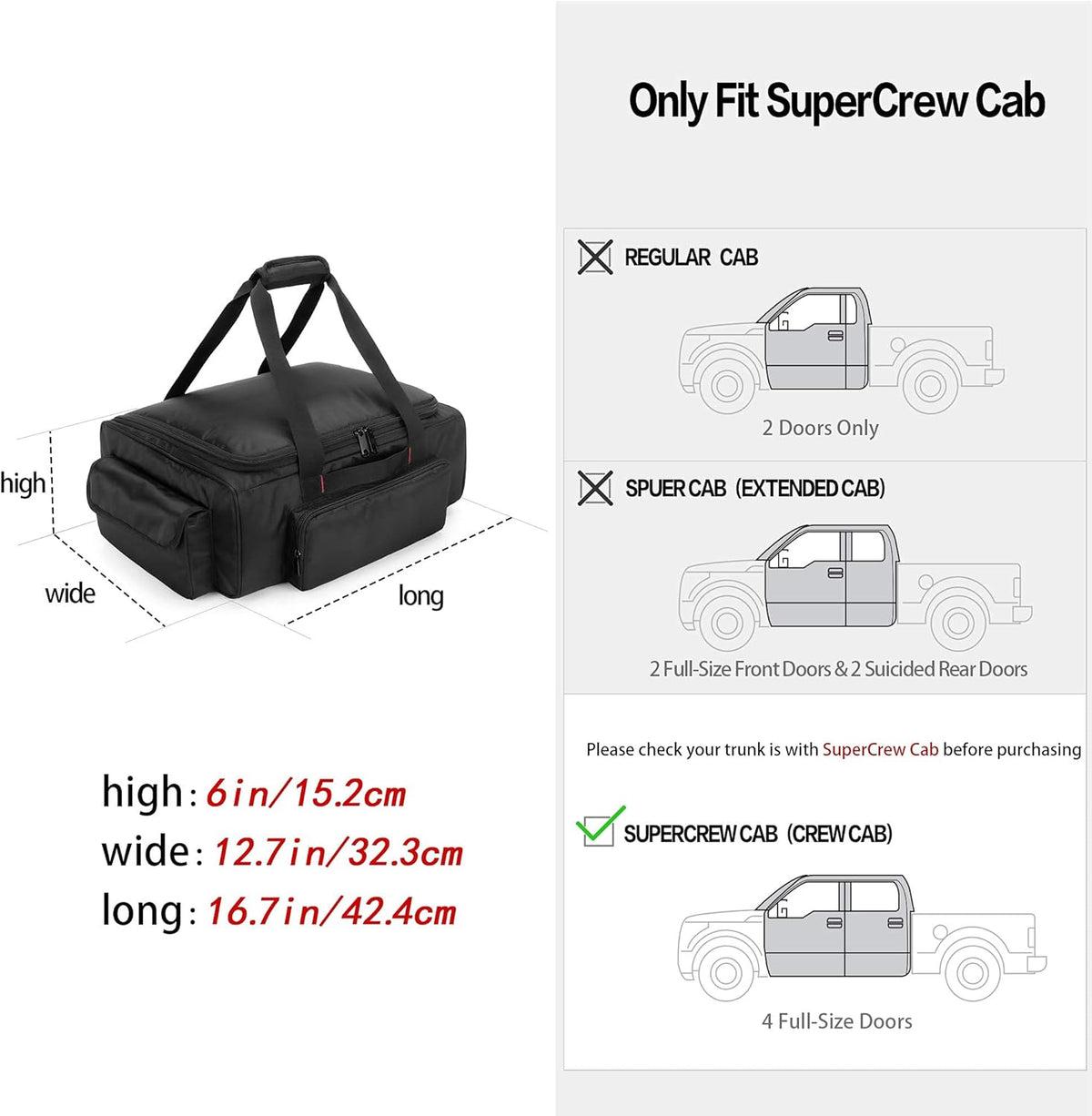Black Underseat Truck Storage Organizer with Detachable Divider I341
