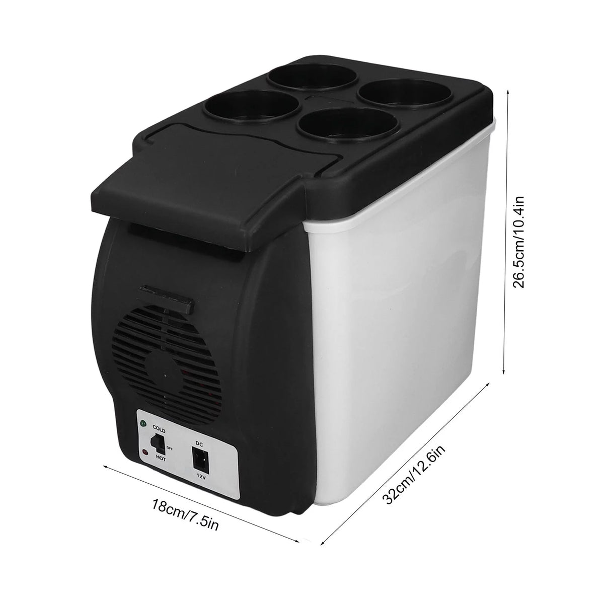 6L Portable Mini Fridge Black White G381
