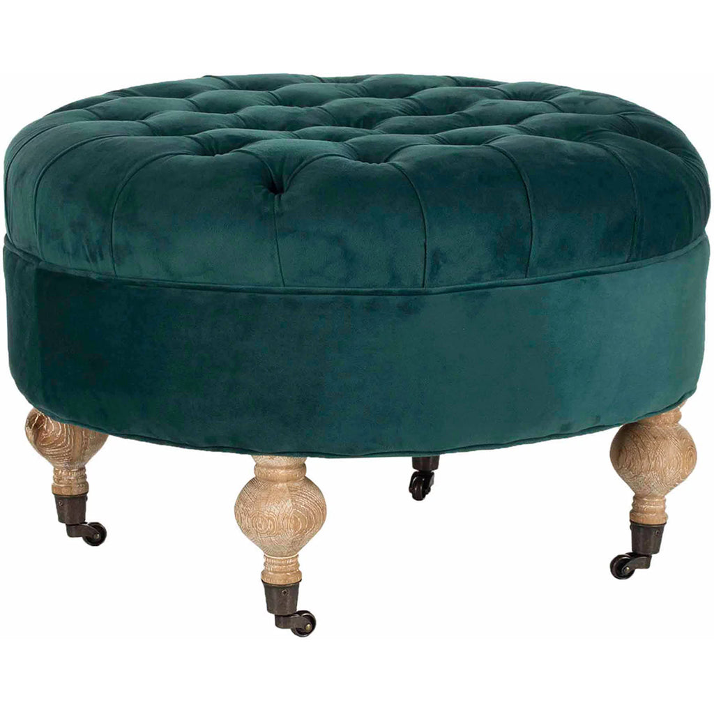 Marine Tufted Round Ottoman with Casters R553