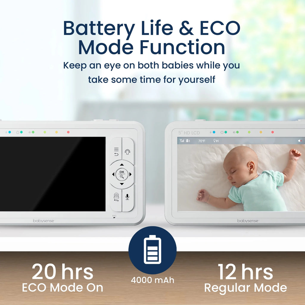 Baby Video Monitor Split Screen 5" HD Display with 2 Cameras Y4739