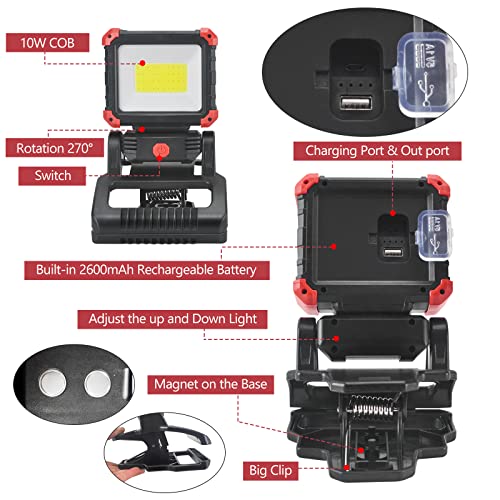 Rechargeable 2100LM COB Magnetic Work Light with Clamp T6957