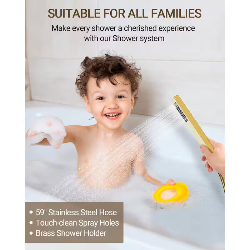 10 in. Wall Mount Shower Head and Tub Faucet 2.5 GPM Brushed Gold E720