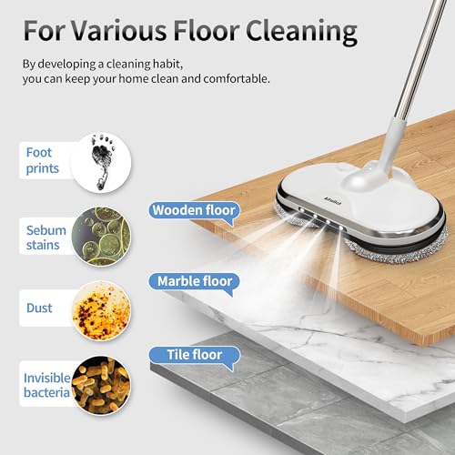 Cordless Electric Spin Mop with Water Sprayer and LED Headlight L901480