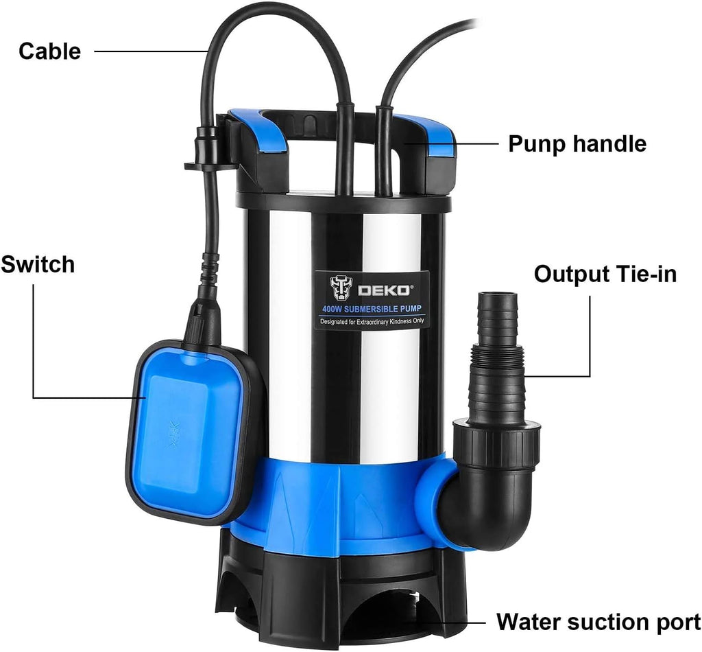 400W 1/2HP Portable Submersible Sump Pump with Float Switch and 16ft Cable I769