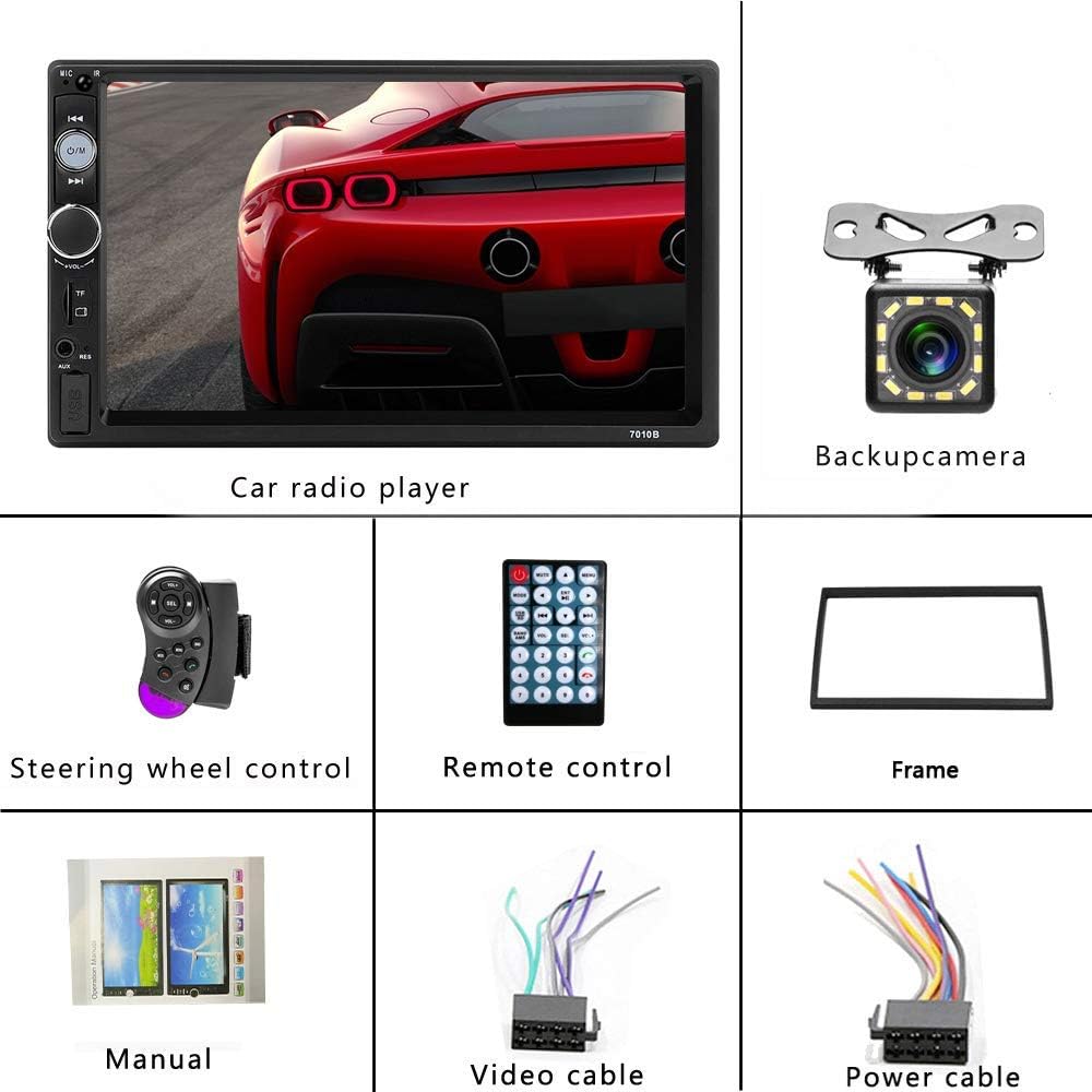 7 Inch Touch Screen Double Din Car Stereo with Backup Camera A3044