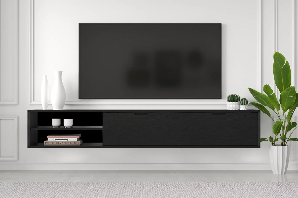 Black Wood 71 inch Tv Stand N368