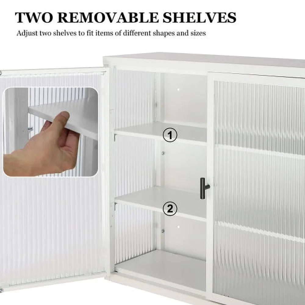 Haze Double Glass Door Wall Cabinet with Detachable Shelves E589