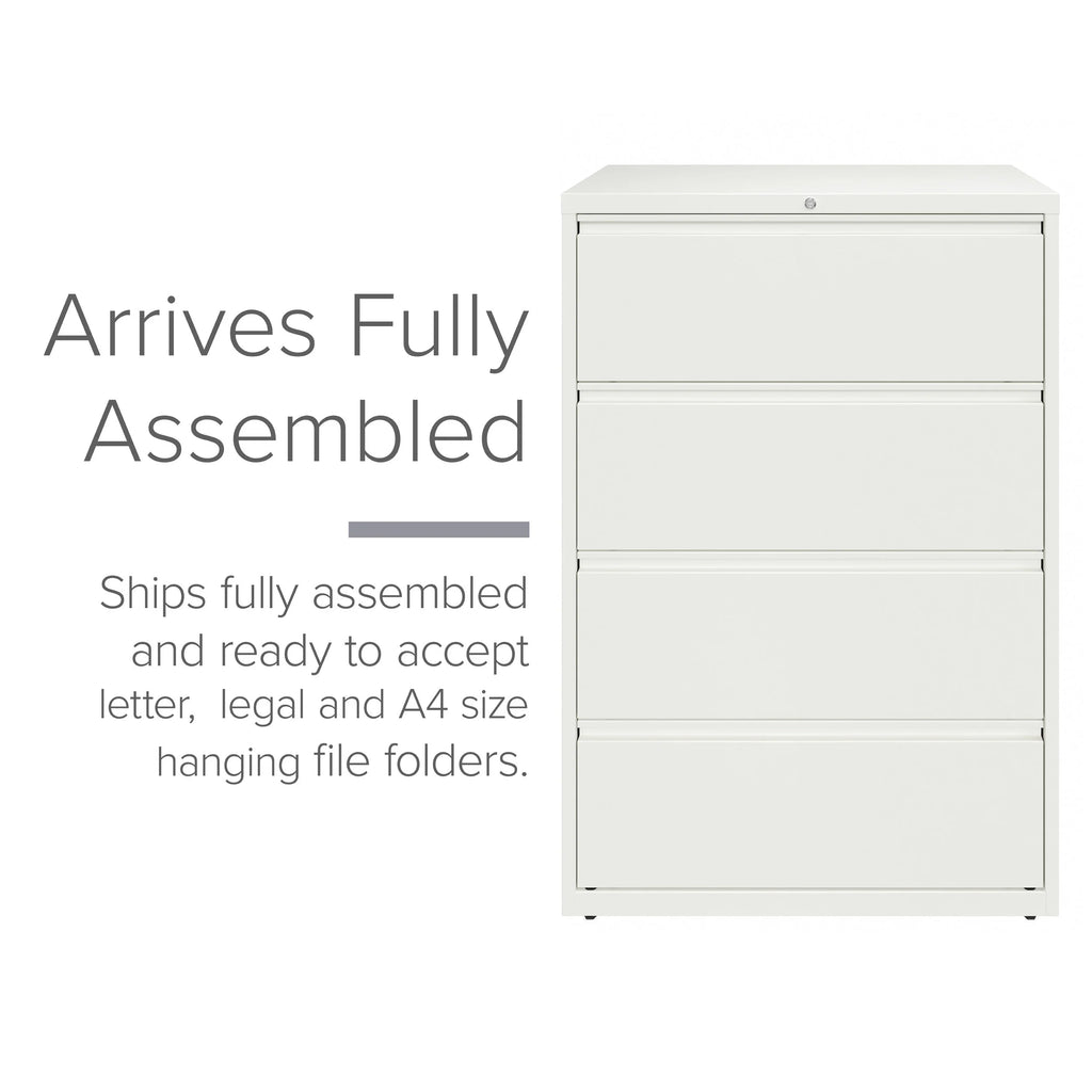 36 Inch Wide 4 Drawer Metal Lateral File Cabinet White V97188