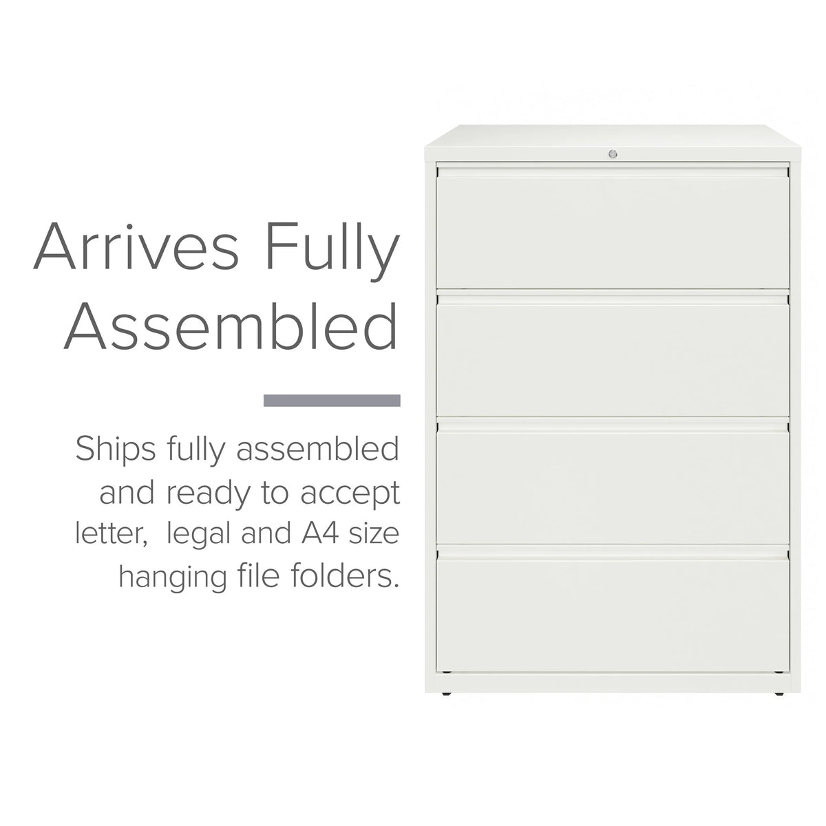 36 Inch Wide 4 Drawer Metal Lateral File Cabinet White V97188