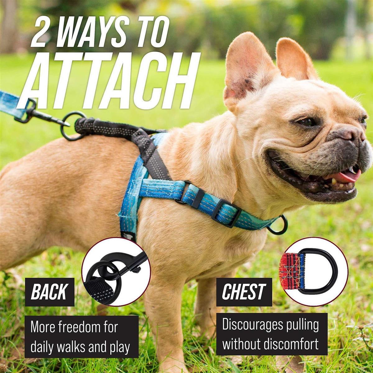Reflective No Pull Dog Harness with Bungee Handle E51309