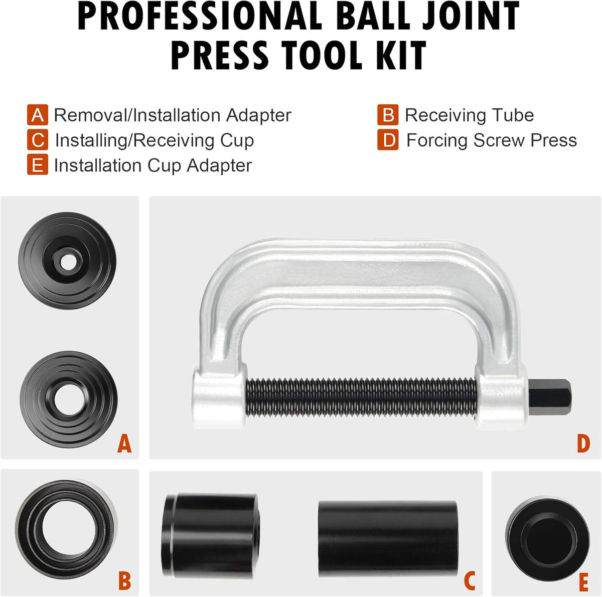 Heavy Duty Ball Joint Press & U Joint Removal Tool Kit with 4wd Adapters F134