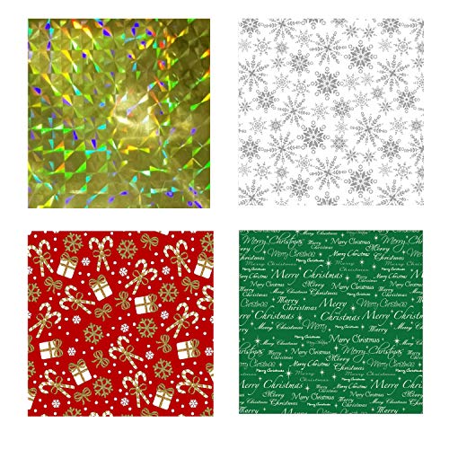 Christmas Gift Bags, 32Pcs Santa Wrapping Bag in 4 Sizes and 4 Designs with Ribbon Ties and Tags Y45130