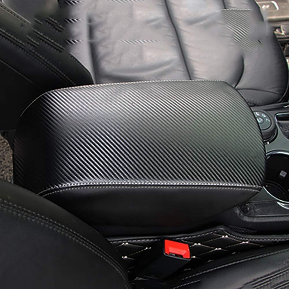 Black Leather Center Console Armrest Cover T838613