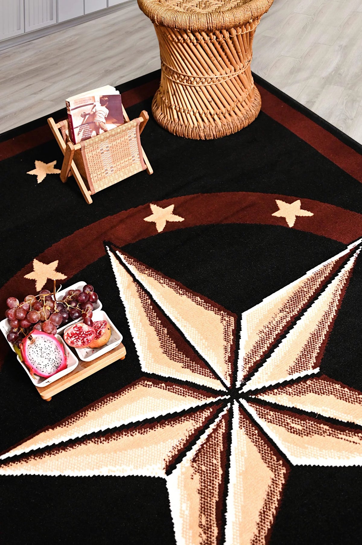 Black 2 ft. x 8 ft. Western Star Area Rug V630628