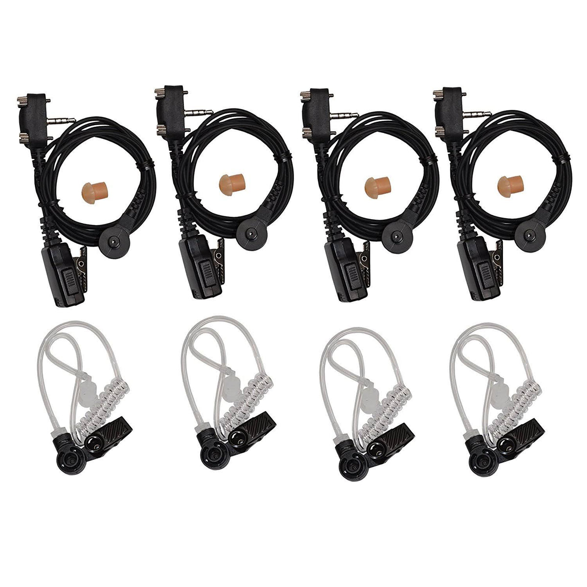 4 Pack Acoustic Tube Earpiece Headset PTT Mic V134047