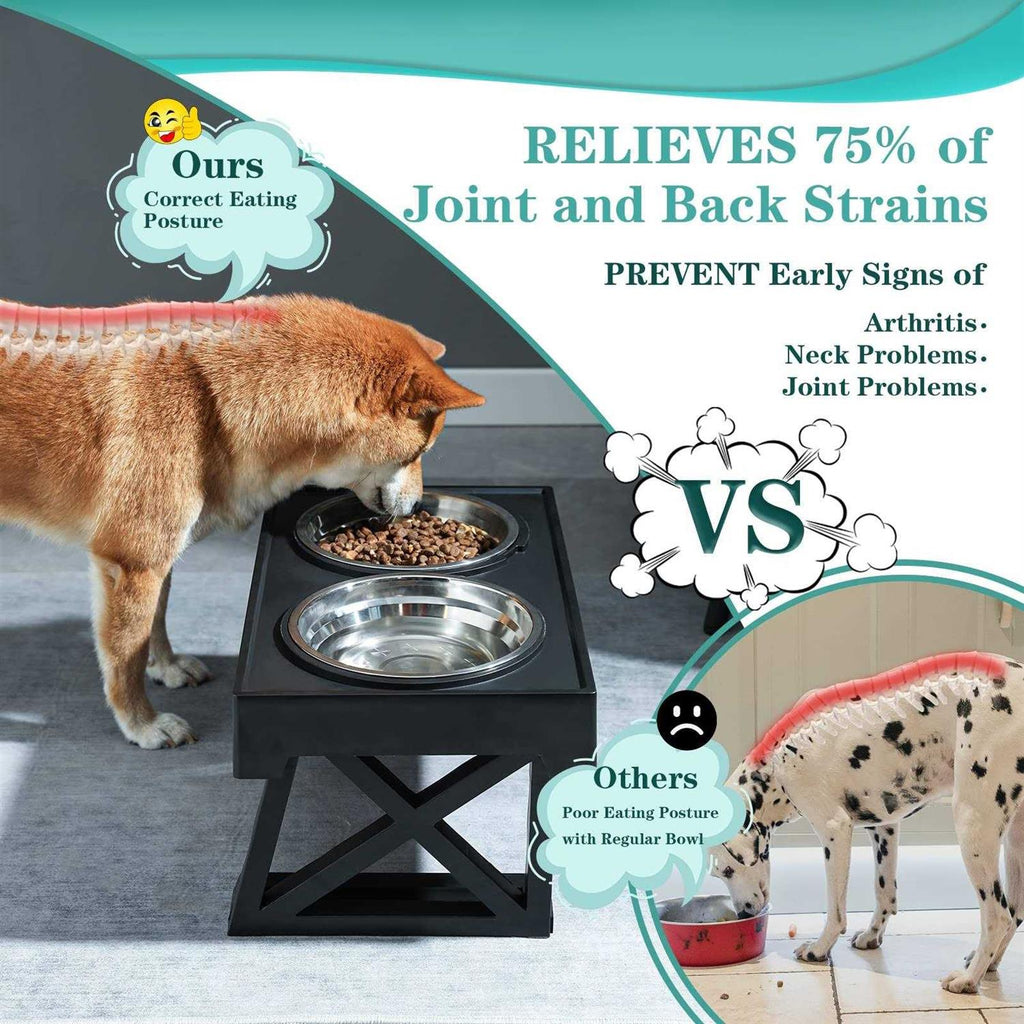 Adjustable Elevated Dog Bowl Stand with Slow Feeder Bowl Z571