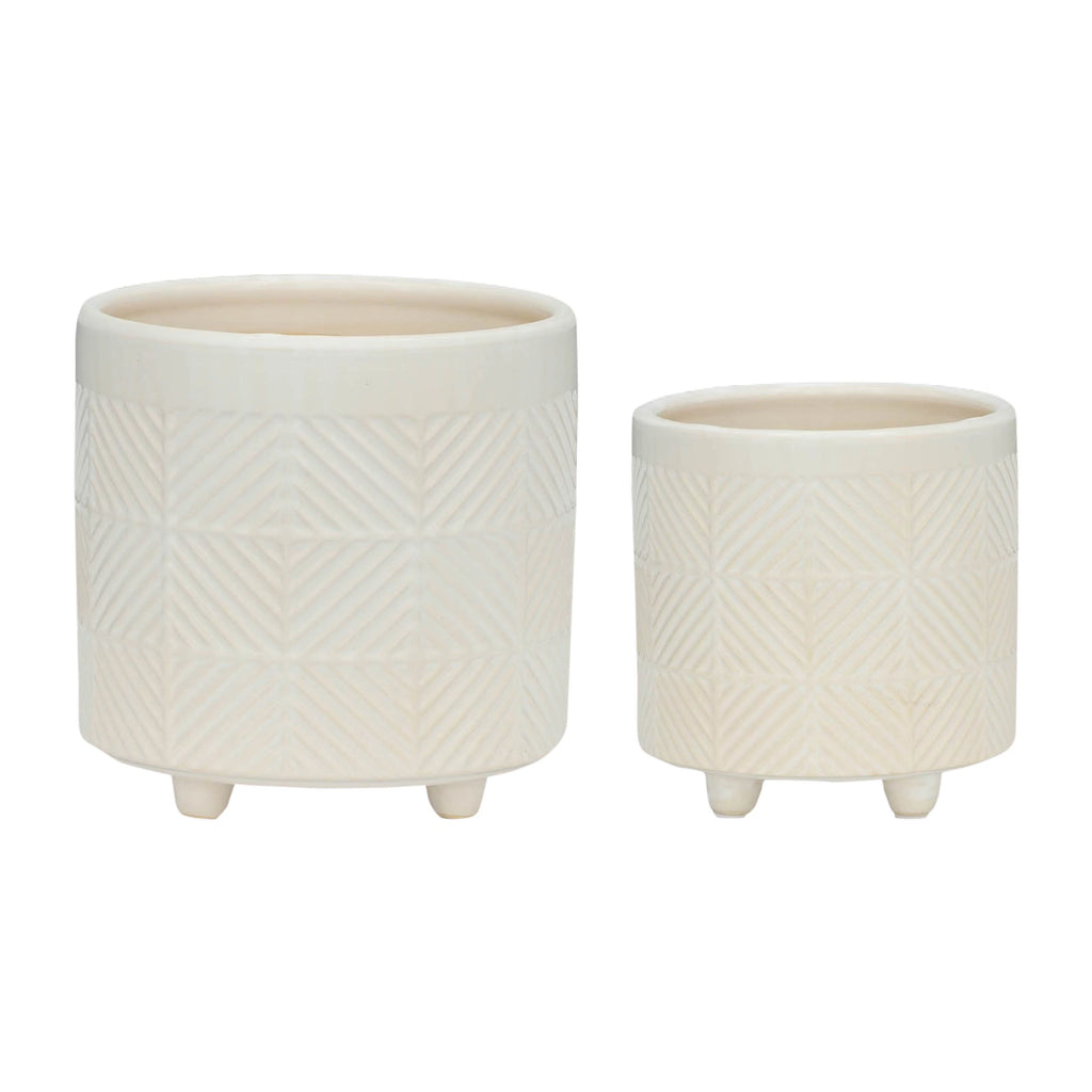 Set Of 2 8" Textured Ceramic Planters S429922