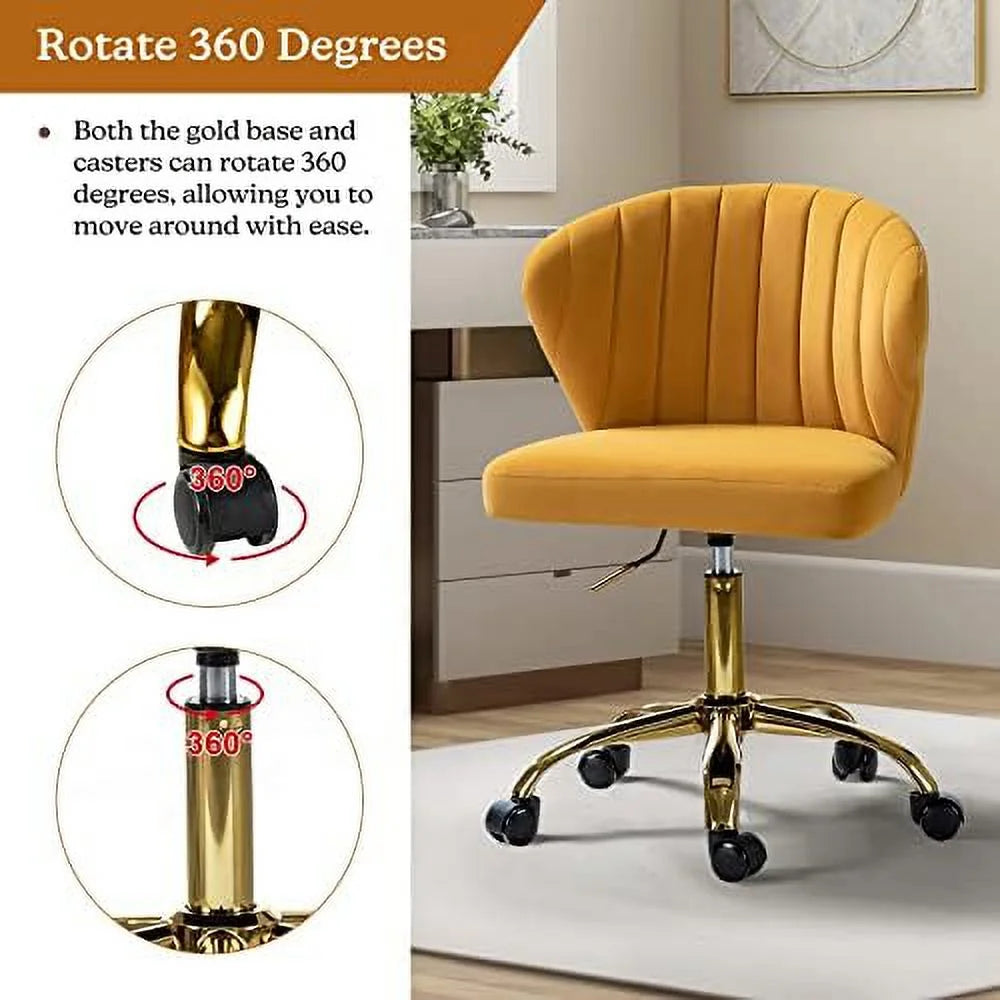 Velvet Armless Office Chair with Wheels N4408