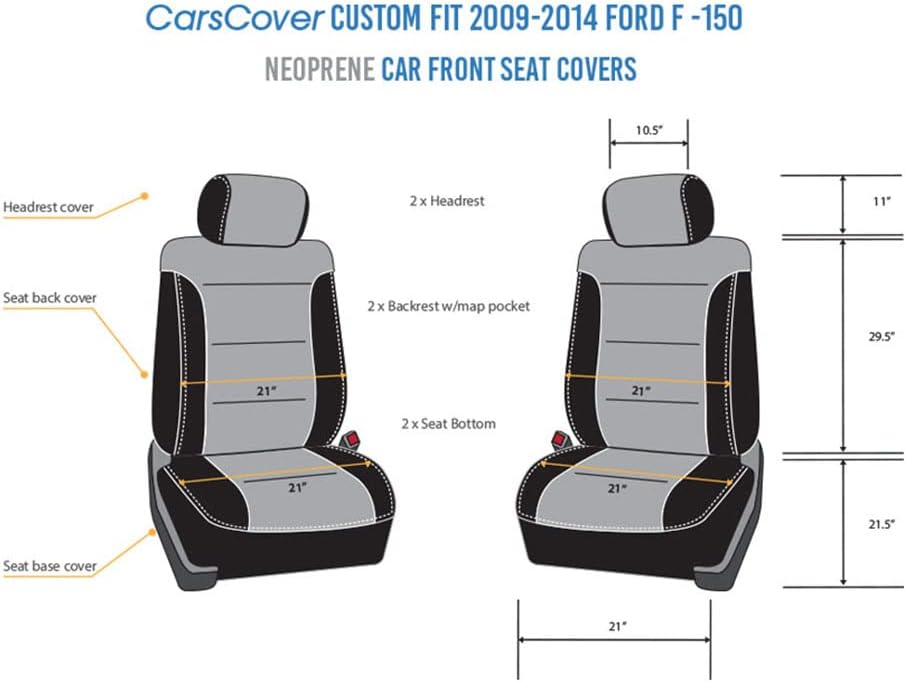 Custom Fit Pickup Truck Neoprene Front Seat Covers Gray Black A3305