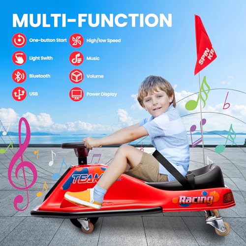 24V Electric Drifting Go Kart for Kids, Black A474539