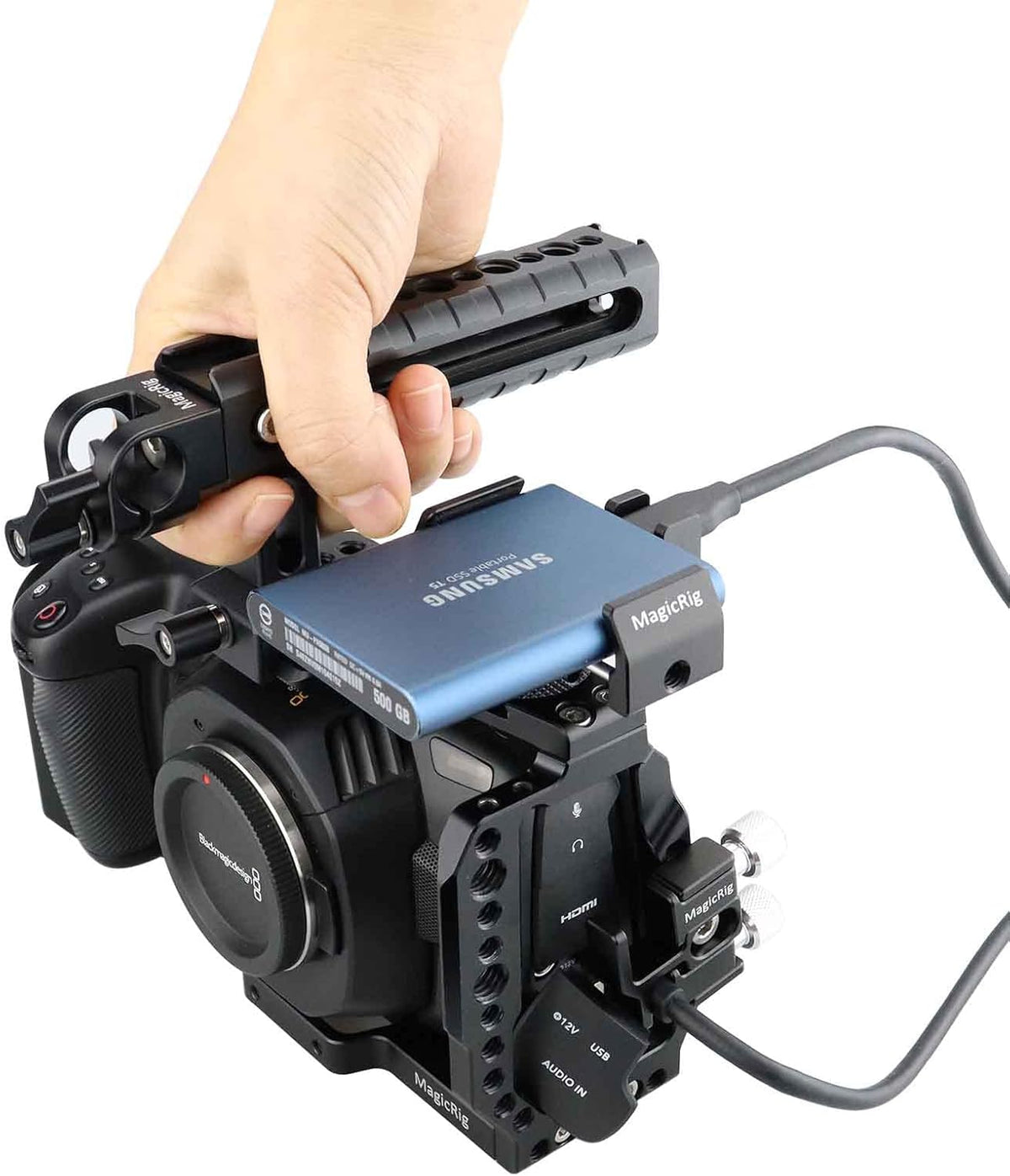Video Camera Cage Kit with Top Handle SSD Mount HDMI Cable Clamp X96474