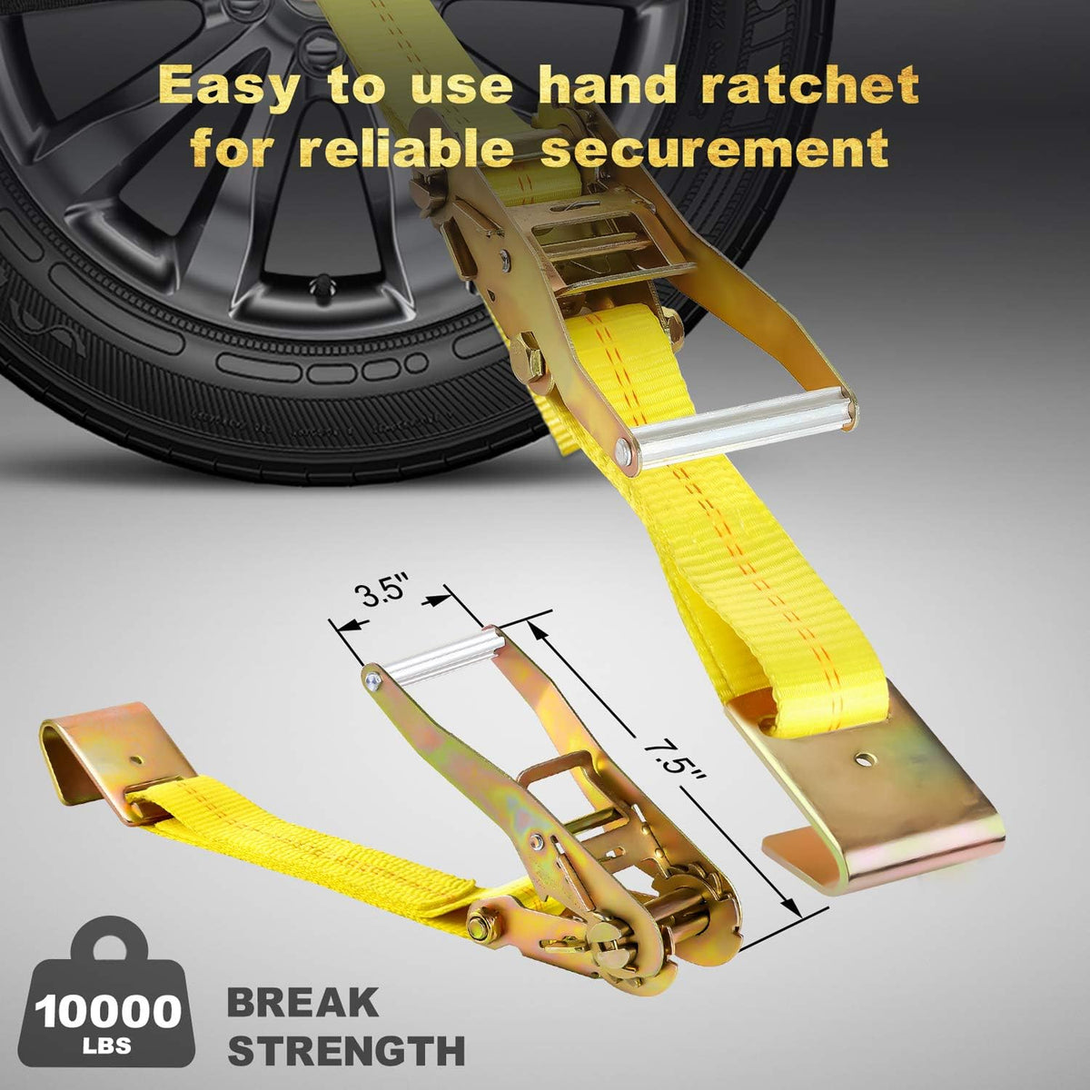 2”x 120'' Vehicle Tie Down Straps with Flat Hooks J47274