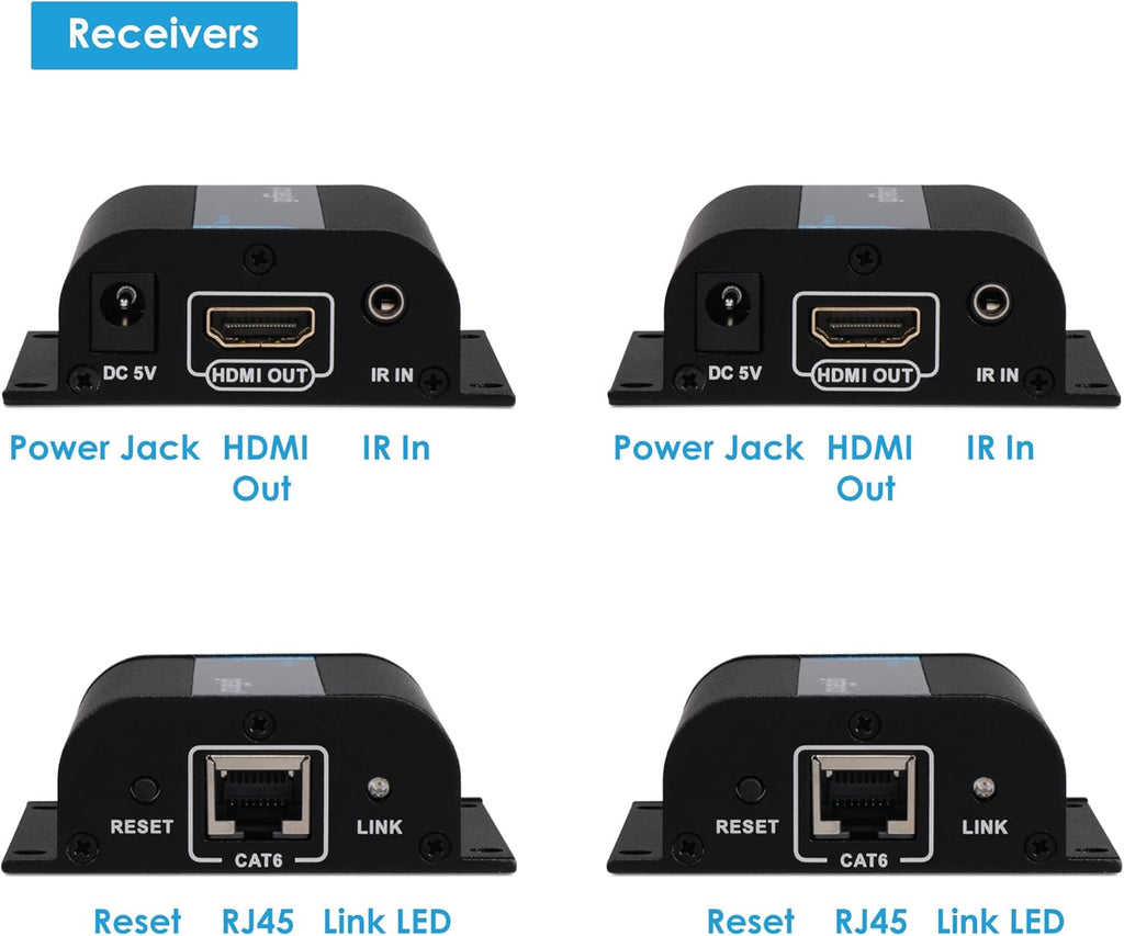 130ft 1080p 1x2 HDMI Extender Splitter Over Ethernet Cable with IR Remote Control G340