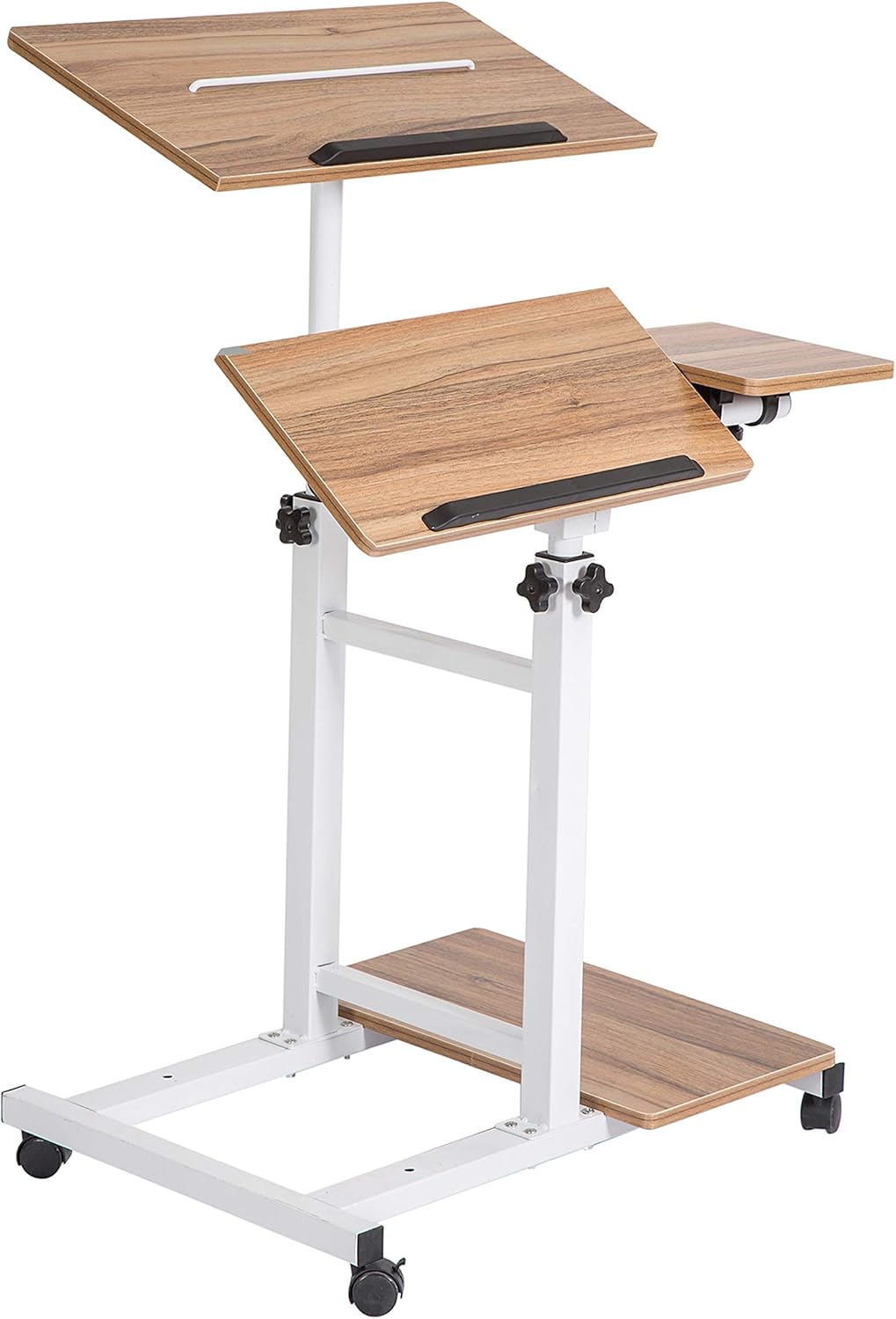 2 Inches Carpet Wheels Mobile Standing Desk Height Adjustable Oak M109