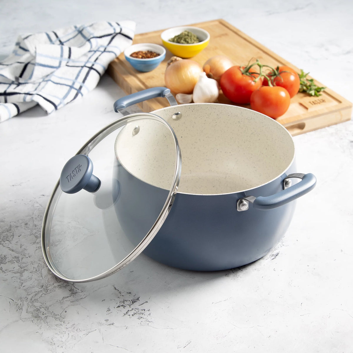 Slate Blue 5 Quart Non-Stick Ceramic Dutch Oven with Glass Lid X496