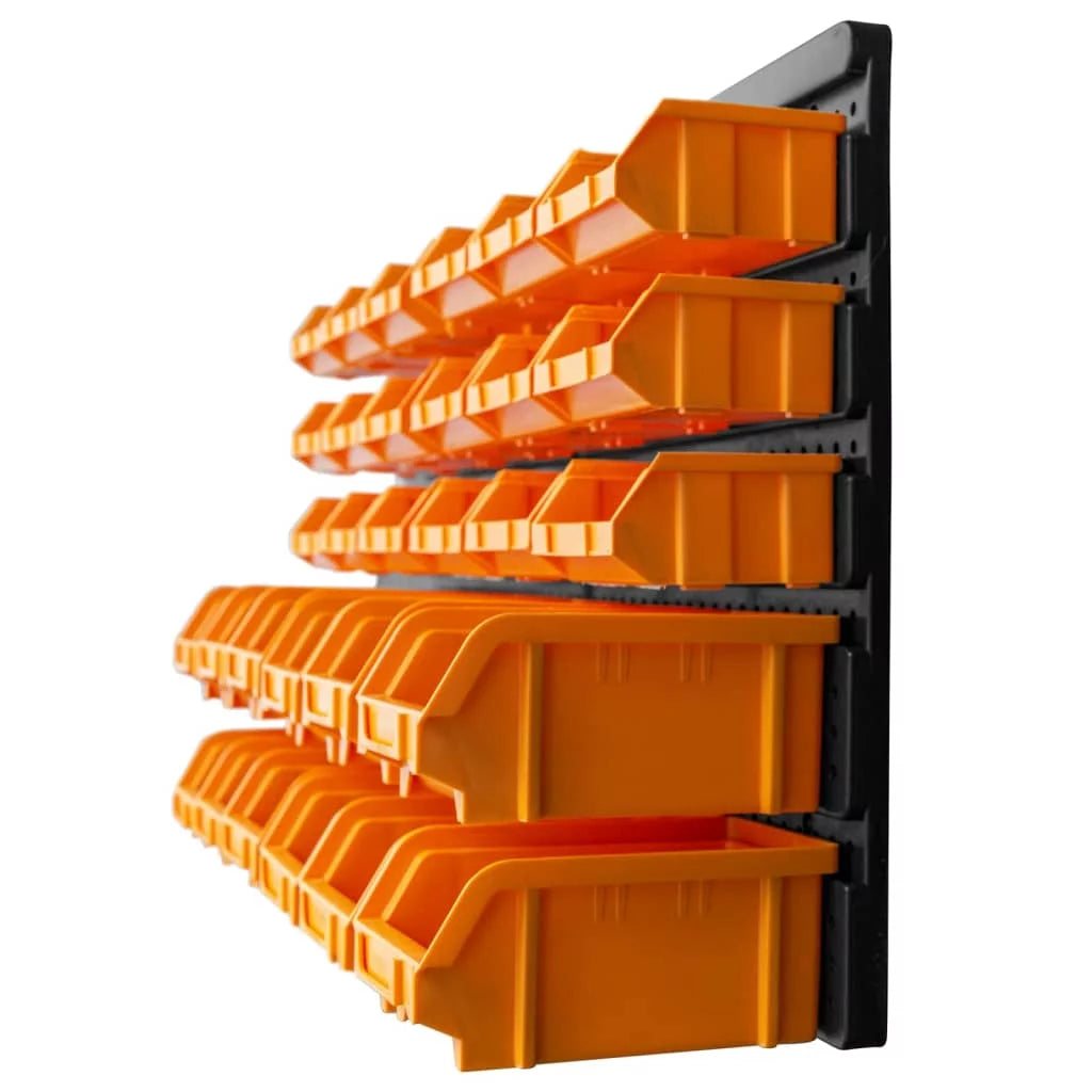 32 Piece Storage Bin Kit with Wall Panels Yellow and Black F75522